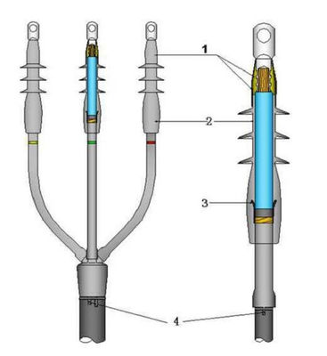 Vloeibare siliconen rubber koud krimp terminatie kits tot 42 kV koud krimp kabel terminatie kits