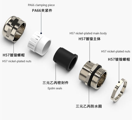 Nikkel bekleed koperen kabel klier IP68 waterdicht connector